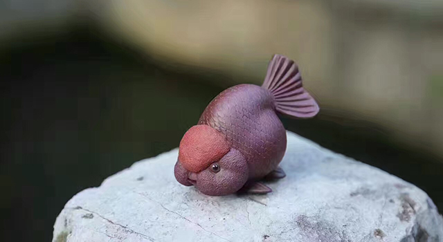 紫砂-金魚鴻運當頭茶寵小擺件