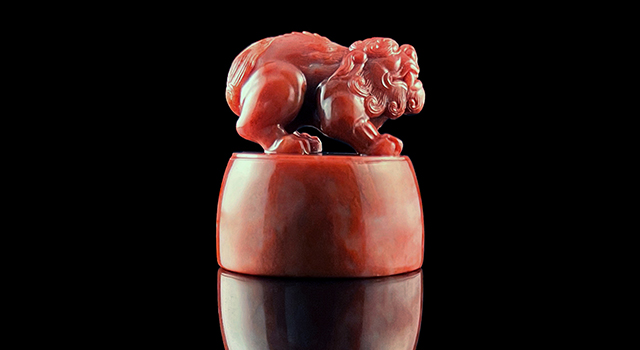 ◆天香楼◆清代 寿山石獅子鈕印材 唐物AB1284 清代壽山石田黃石篆刻章 獅鈕手工書法印章 長方形朱文黃色閒章