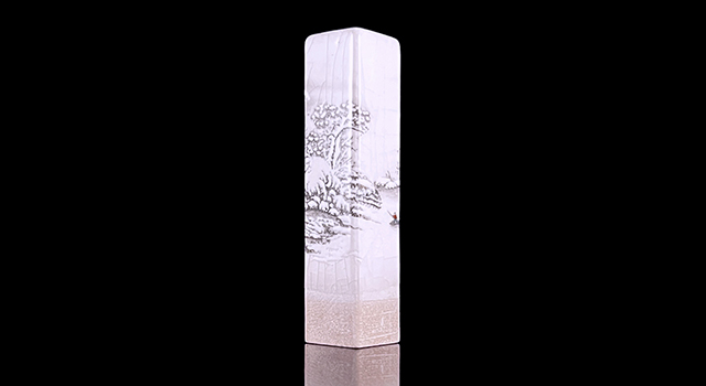 景德镇陶瓷-寒江獨釣正方章