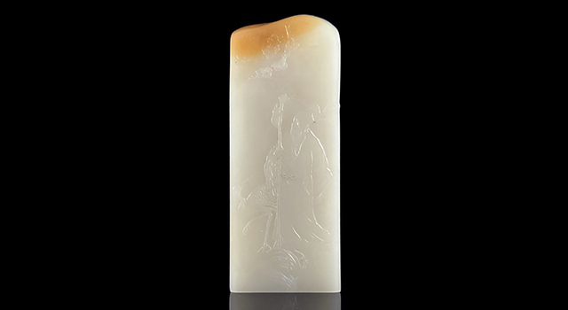(已讓)壽山石夾板芙蓉晶-鶴壽延年日形章 (已讓)壽山石夾板芙蓉晶-鶴壽延年日形章