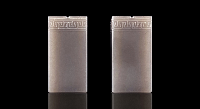 壽山石天藍凍-博古葵龍正對章