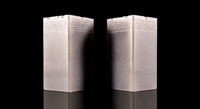 壽山石天藍凍-博古葵龍正對章