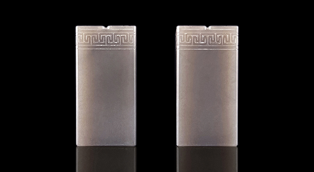 壽山石天藍凍-博古葵龍正對章