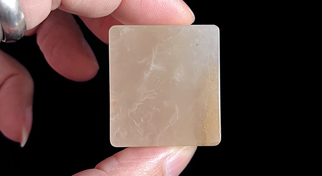 壽山石巧色桃花荔枝凍-靈芝鈕日形章