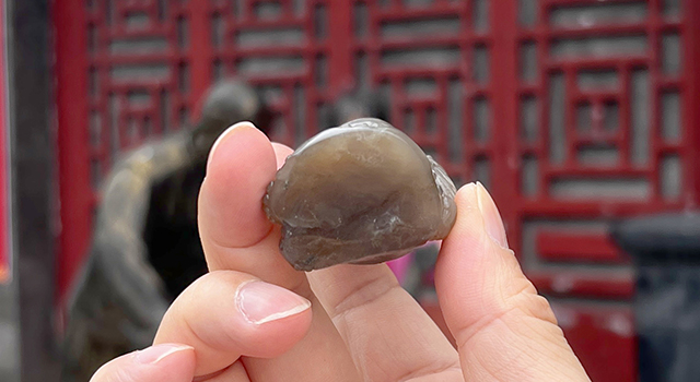 壽山石牛角凍一鳴驚人鈕橢圓章