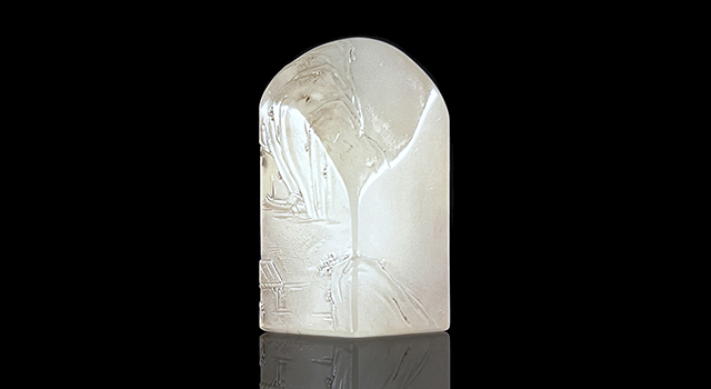 壽山石坑頭晶-高山訪賢正方章