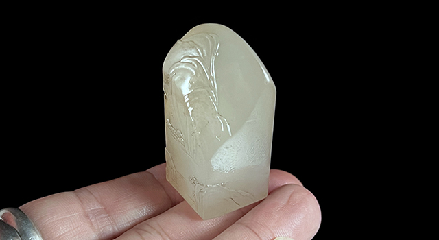 壽山石坑頭晶-高山訪賢正方章