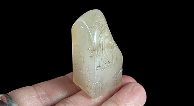 壽山石坑頭晶-高山訪賢正方章