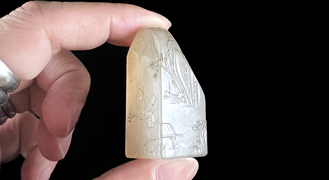 壽山石坑頭晶-高山訪賢正方章