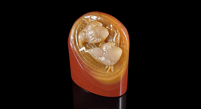 壽山三彩高山-兩小無猜橢圓章