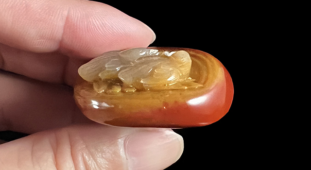 壽山三彩高山-兩小無猜橢圓章