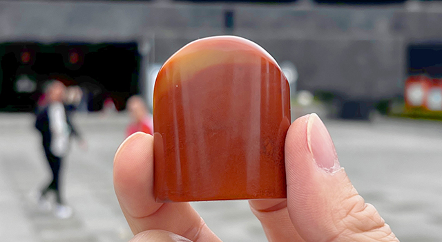 壽山三彩高山-兩小無猜橢圓章