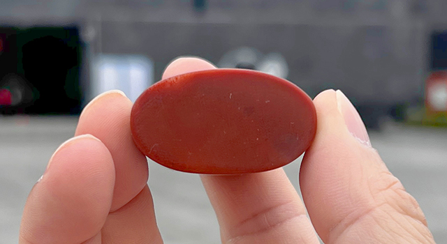 壽山三彩高山-兩小無猜橢圓章