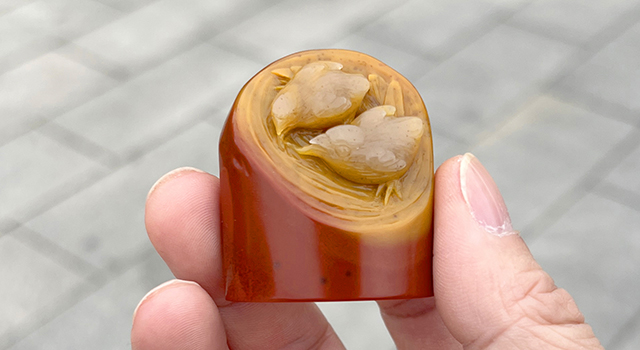 壽山三彩高山-兩小無猜橢圓章